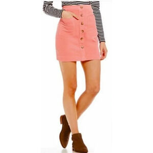 Cremieux corduroy button down mini skirt pink size 0